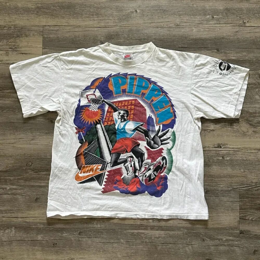Vintage 90s Scottie Pippen Nike Hoop Heroes Chris Gall T-Shirt Size Large
